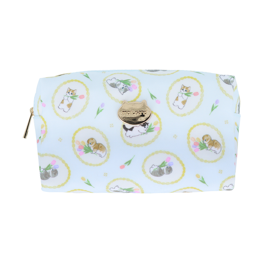 Mofusand｜Pen Pouch - Cat / Light Blue｜H100 x W170 x D45mm approx.