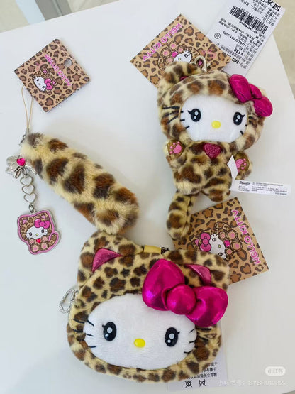 Sanrio｜Leopard Gal Cat Face-shaped Pouch Bag｜13×2×11cm approx.