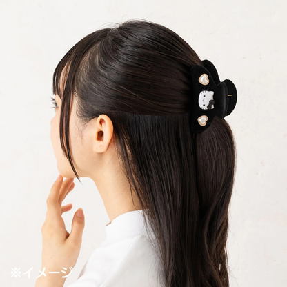 Sanrio｜Characters 3D Face Pearl Heart Flocky Hair Claw Clip｜9×4×5cm approx.