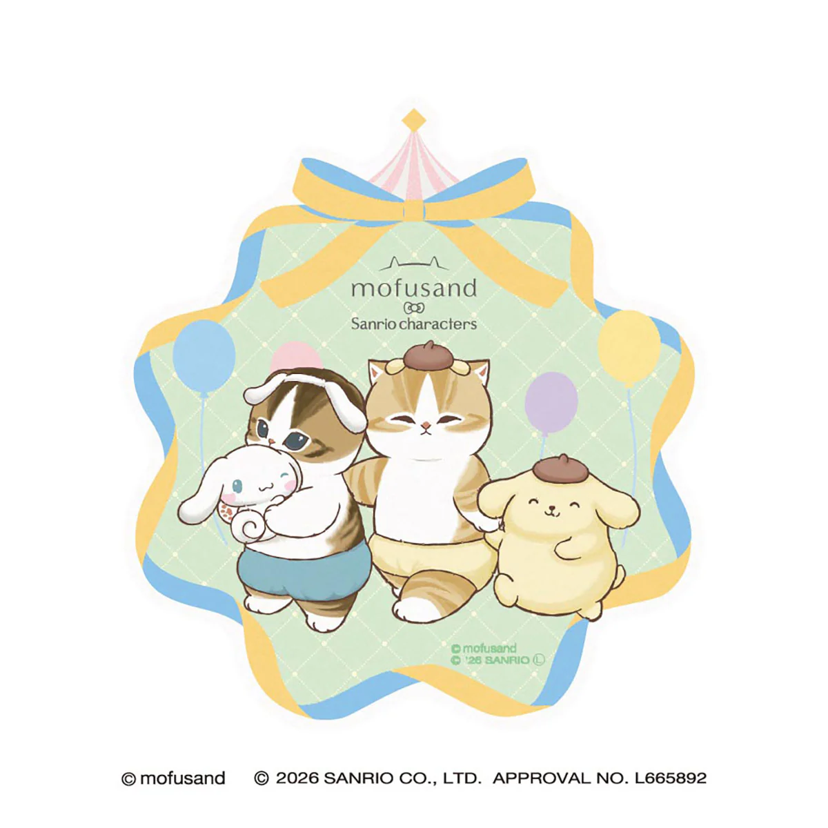 Mofusand｜Sanrio Characters Travel  Going to the Amusement Park! Sticker｜H100 x W92.7mm, approx.