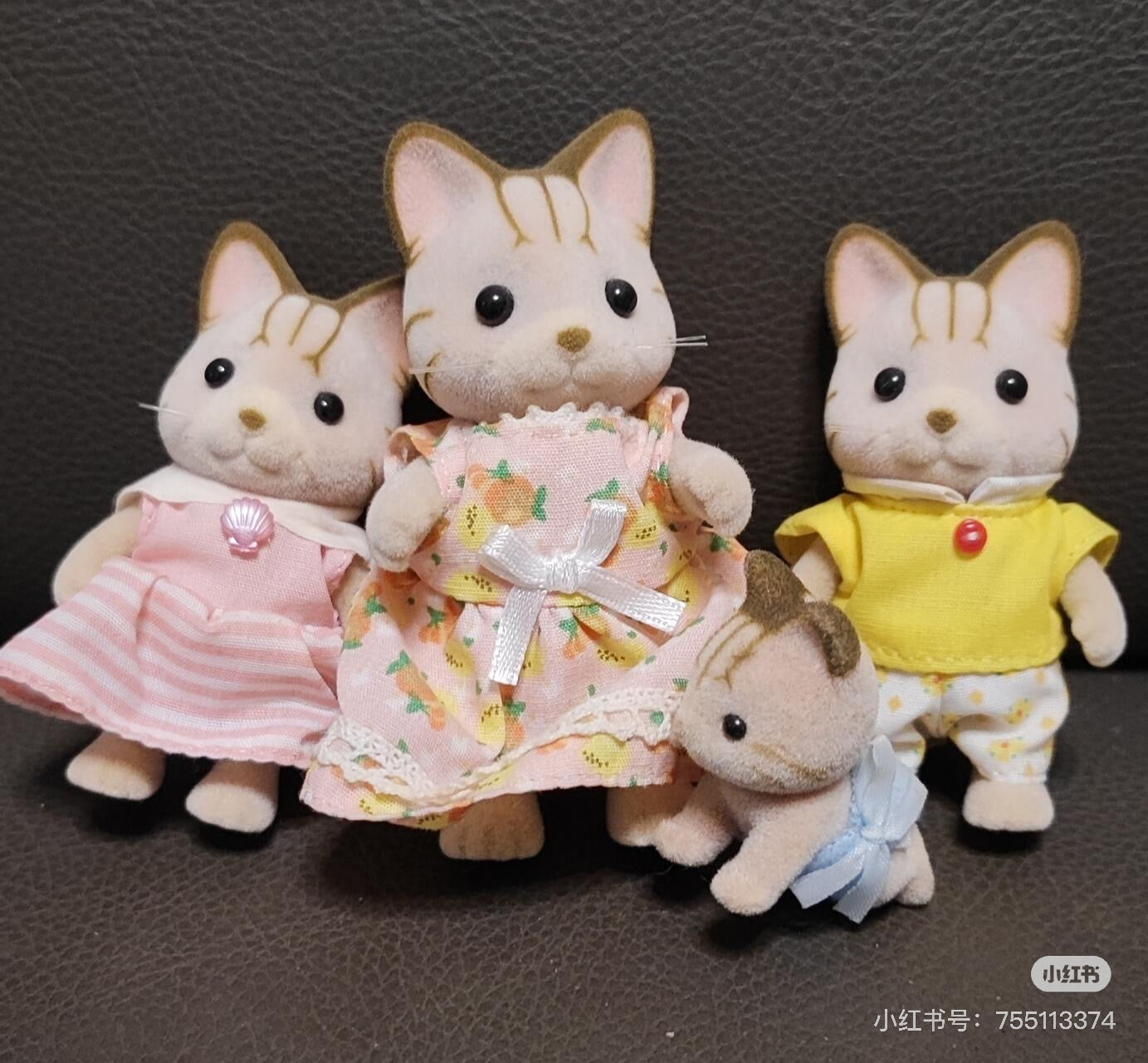 SylvanianFamilies森贝儿家族｜Striped Cat Family三纹猫一家四口站宝套装玩具/过家家5180