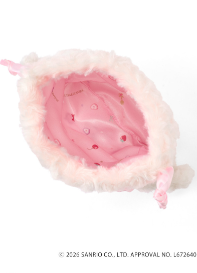 Sanrio｜GRL Collaboration Curly Fur Head Dress SugarBunnies Face Drawstring Bag｜18x 18cm approx.