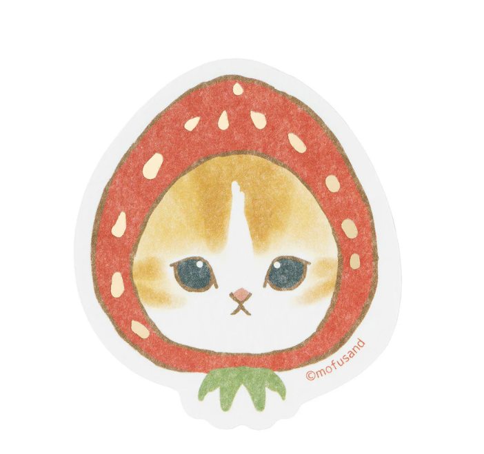 Mofusand｜Merci Strawberry Smartphone-sized Foil-Stamped Sticker｜H75×W65mm approx.
