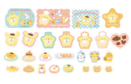Sanrio｜Pompompurin 30th Anniversary POP UP Sweets Party sticker set｜26 Sheets