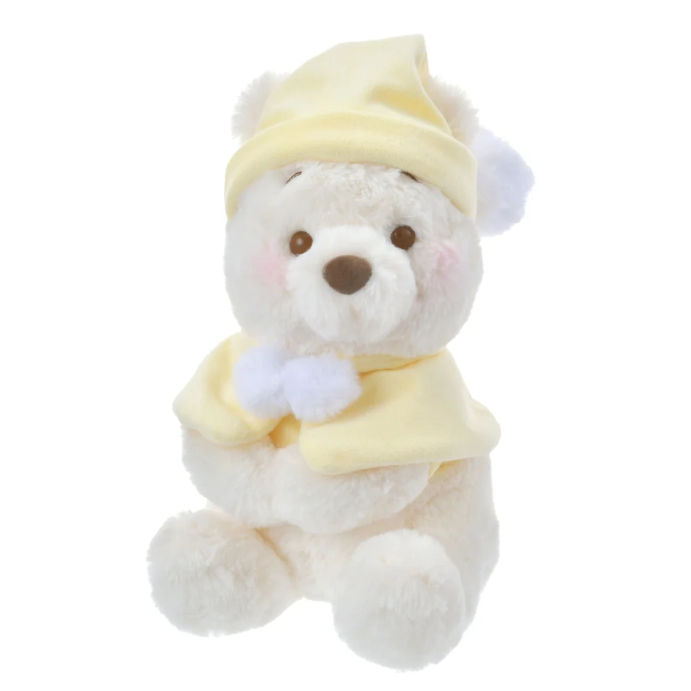 Disney迪士尼｜Plush Toy (S）/ White Pooh Fruit Latte Color Cape 东迪冬日限定水果拿铁色睡衣睡帽斗篷系列可爱角色坐姿毛绒玩偶/公仔/S号｜约28×17×19cm