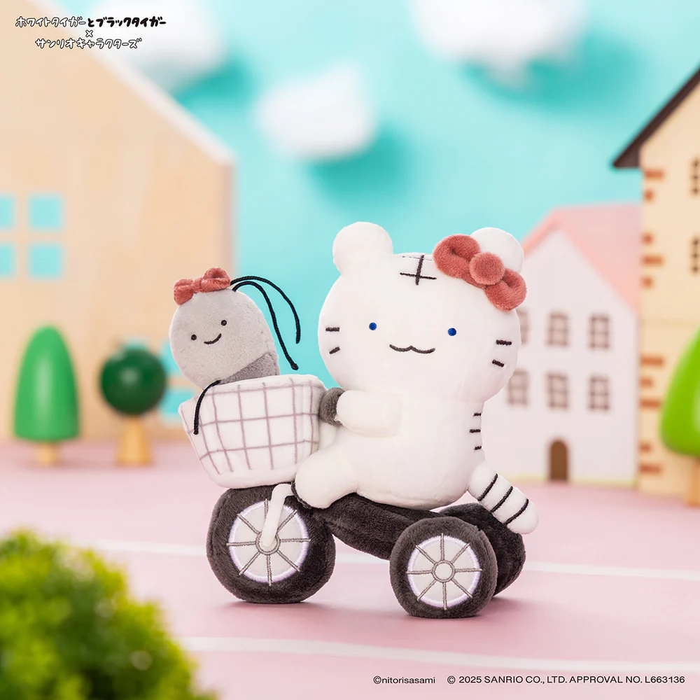 Sanrio｜White Tiger and Black Tiger Prawn Character Tricycle Mascot Holder /Plush Keychain｜H140×W140×D70mm approx.