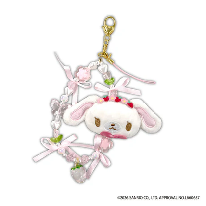 Sanrio｜Sugarbunnies Strawberry Flower Fairy Plush Beaded Phone Strap｜140×120×25mm approx.