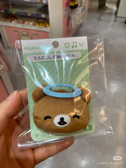 Rilakkuma轻松熊｜San-X Plush Badge 可爱角色毛绒熊头徽章别针｜约40×60×15mm