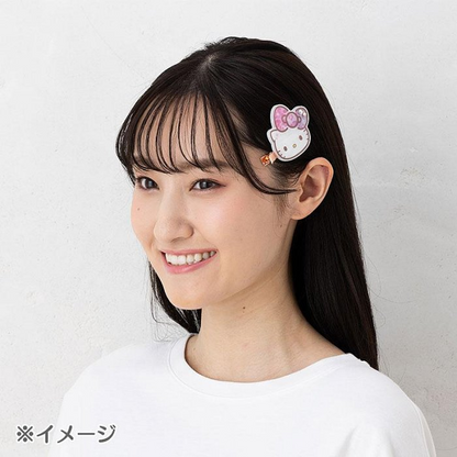 HelloKitty凯蒂猫｜Birthday 50th The Fashionable Ribbons Sanrio 50周年生日限定脸型珍珠贝母亚克力刘海夹/发夹｜1对