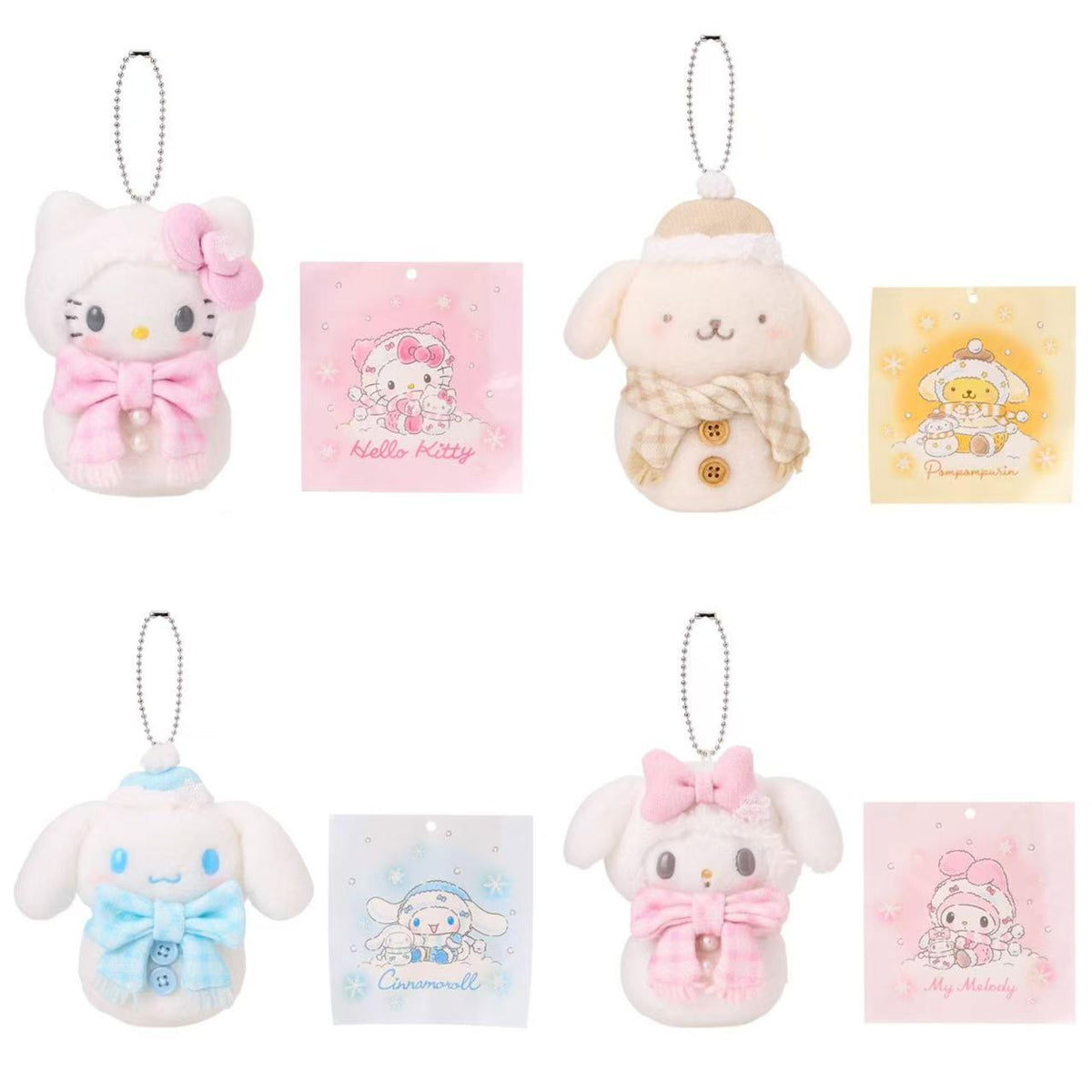 Sanrio｜Snowman Mascot Plush Keychain with Ramune｜11×7×11.5cm approx.