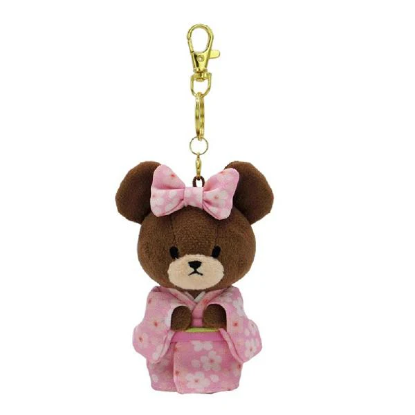 The bear’s school｜Sakura Kimono Pink Plush Keychain｜H12×W9×D4.5cm approx.