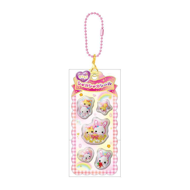 Q-LiA｜Fluffy Glittery Shaker Sticker Puffy Charm｜H115 x W40 x D3mm approx.