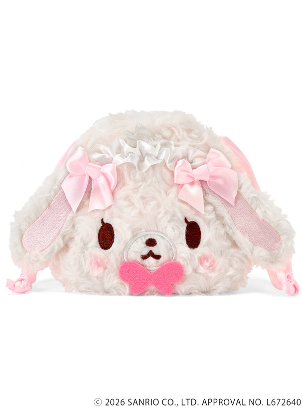 Sanrio｜GRL Collaboration Curly Fur Head Dress SugarBunnies Face Drawstring Bag｜18x 18cm approx.