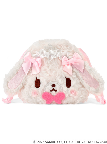 Sanrio｜GRL Collaboration Curly Fur Head Dress SugarBunnies Face Drawstring Bag｜18x 18cm approx.