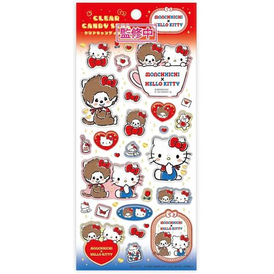 Monchhichi｜Sanrio Hello Kitty Clear Candy Stickers｜20cm x 9cm approx.