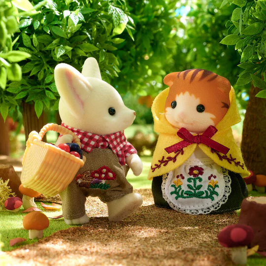 【limit 1】SylvanianFamilies｜Friends Pair Doll Set Mushroom Flower Embroidery-Maple Cat&amp;Fennec Fox