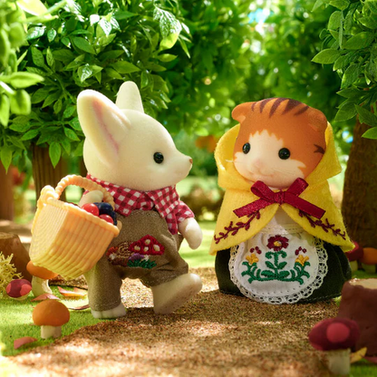 【limit 1】SylvanianFamilies｜Friends Pair Doll Set Mushroom Flower Embroidery-Maple Cat&amp;Fennec Fox