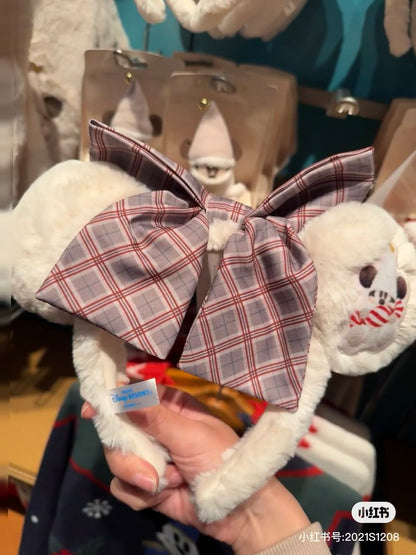 Disney迪士尼 ｜Merry Lil RingRing Mickey东迪2024圣诞精灵妖精米奇系列格纹蝴蝶结发箍/背面耳朵有米奇
