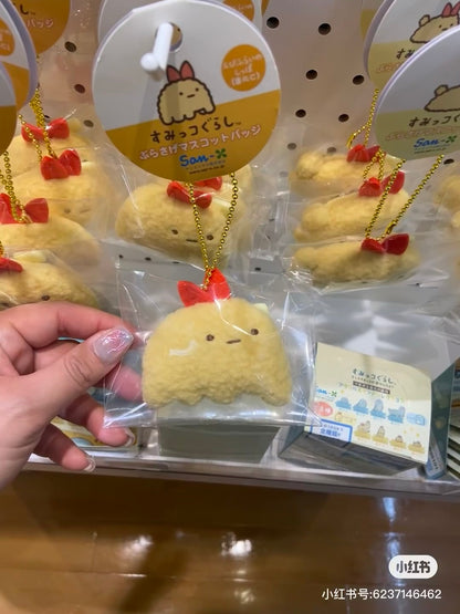 Sumikko gurashi｜What if Evolved Ebifurai no Shippo Fried Shrimp Tail Plush Badge With Ball Chain｜80×60×25mm approx.