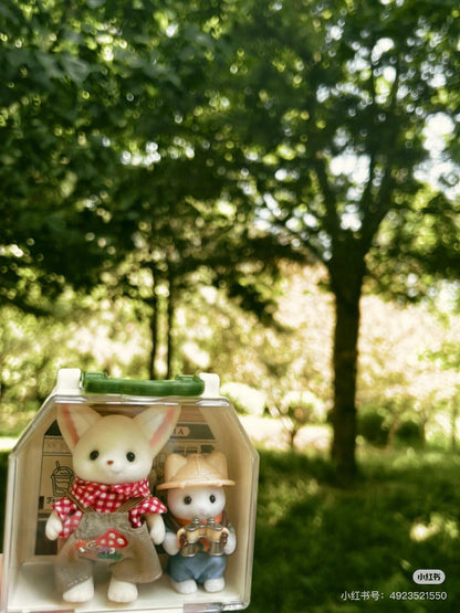 【limit 1】SylvanianFamilies｜Friends Pair Doll Set Mushroom Flower Embroidery-Maple Cat&amp;Fennec Fox