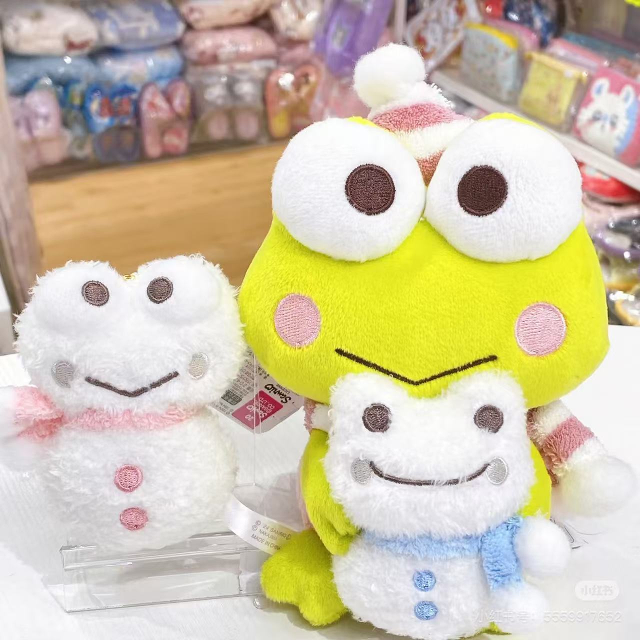 Sanrio｜Pickles the Frog Snowman Mascot Holder /Plush Keychain｜8.5×6×4.5cm approx.