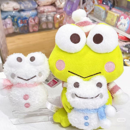 Sanrio｜Pickles the Frog Snowman Mascot Holder /Plush Keychain｜8.5×6×4.5cm approx.