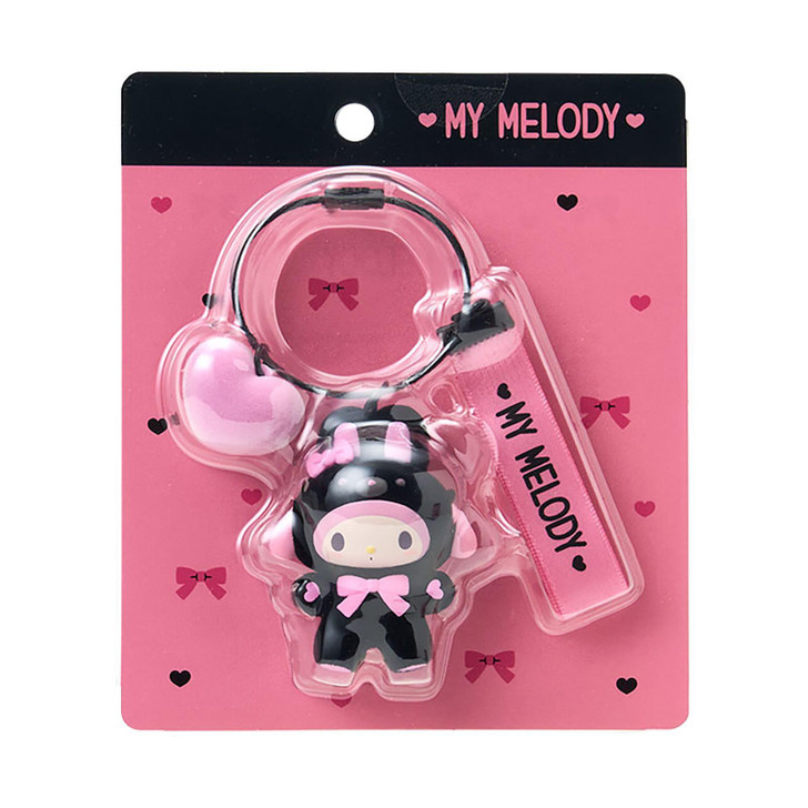 Sanrio｜Black Animals Flocked Keychain/Keyring｜14.3 x 12.5 x 3.6cm approx.