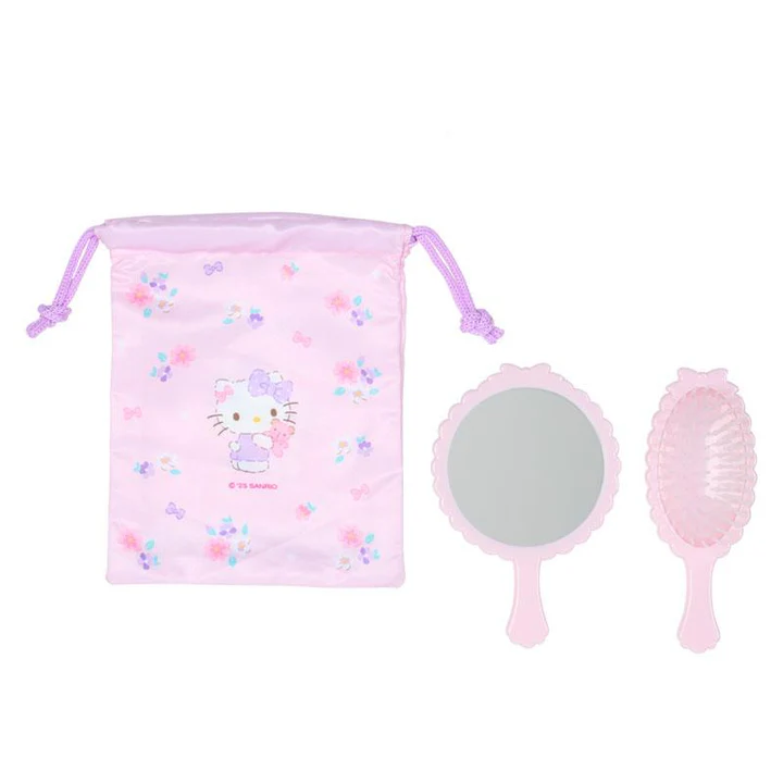 Sanrio｜Mirror &amp; Hairbrush Set with Pouch Set｜8×0.8×12cm approx.