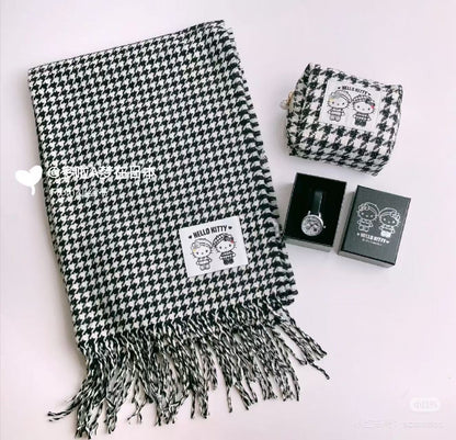 Hello Kitty｜Monochrome Girly Twin Coordinate Hello Kitty &amp; Hello Mimmy Scarf｜60×0.5×200cm approx.