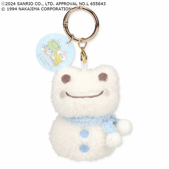 Sanrio｜Pickles the Frog Snowman Mascot Holder /Plush Keychain｜8.5×6×4.5cm approx.