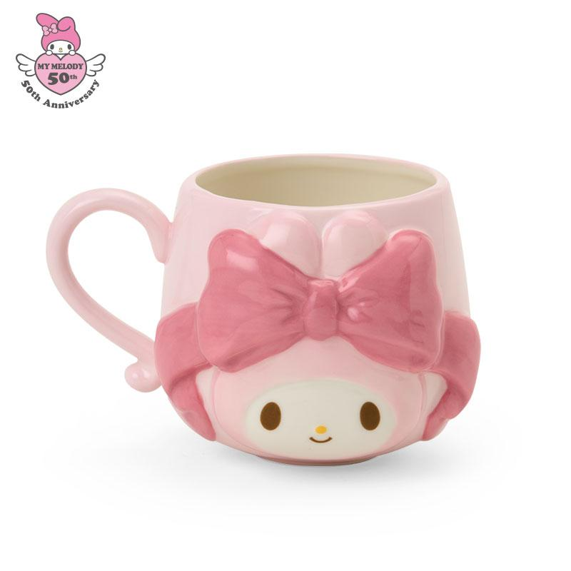 Sanrio三丽鸥｜My Melody Birthday 50th Anniversary Princess Ribbon Mug Princess Ribbon Tote Bag 美乐蒂50周年生日粉桃甜心系列浮雕马克杯/水杯/正反面都可爱｜约300ml