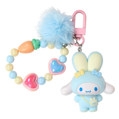 Sanrio｜Puffy Ear Rabbit Club Bead Keychain Strap with Flocked Mascot｜5×1.5×11cm approx.