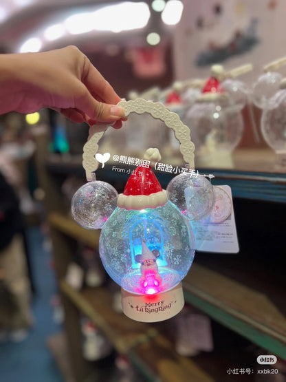 Disney迪士尼 ｜Merry Lil RingRing Mickey 东迪2024圣诞精灵妖精米奇系列七彩发光雪花图案透明手提灯笼球