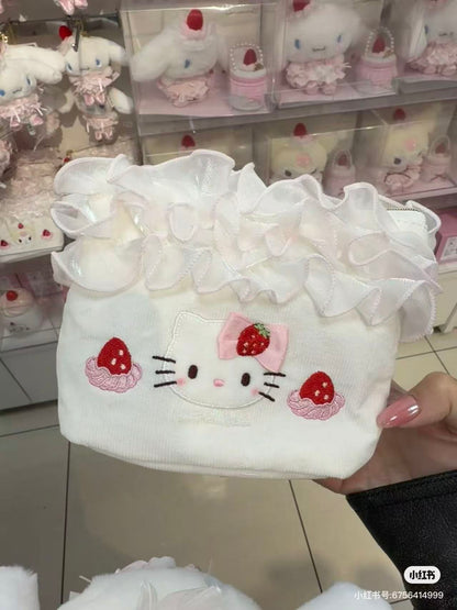 Sanrio｜Strawberry Whipped Cake Frill Cosmetic Pouch｜17×6×12cm approx.