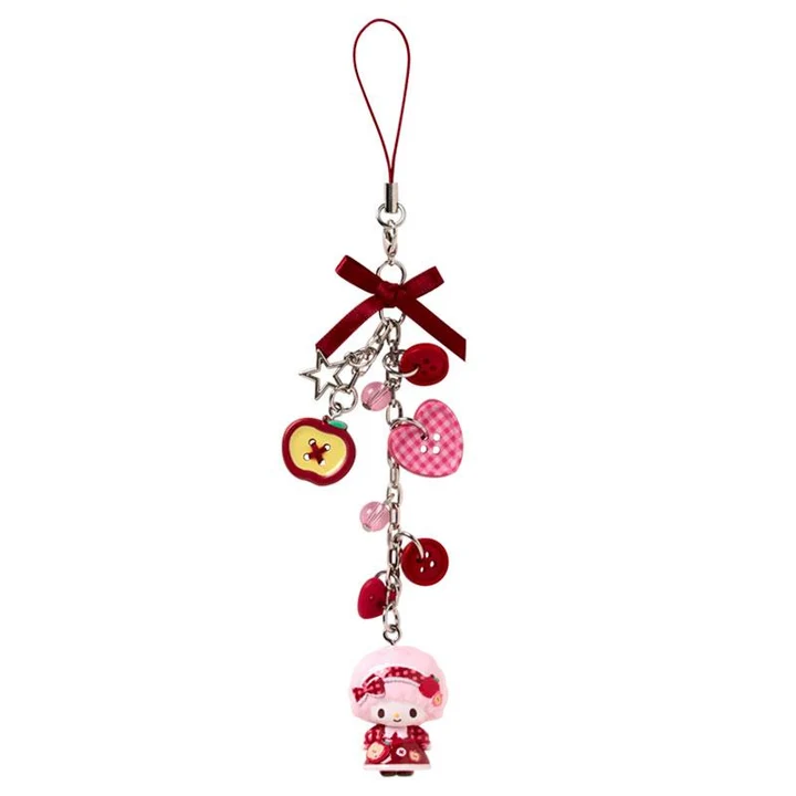 Sanrio｜Autumn Apple Gingham Red Phone Strap Mascot Bag Charm Keychain｜2.5×2×3.5cm approx.
