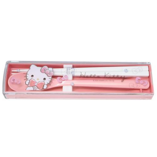 Sanrio｜ Hello Kitty Antibacterial Chopsticks &amp; Spoon Twin Set｜191 x 48 x 18 mm approx.