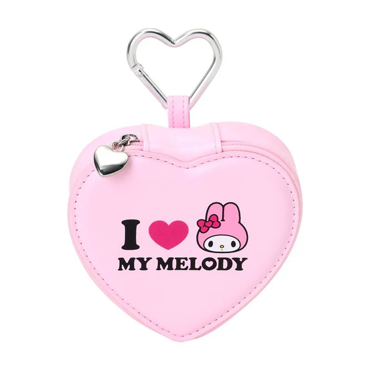 Sanrio｜ I Love Sanrio Characters Fluffy Plush Mini Pouch with Carabiner｜10.5×3.5×9.5cm approx.