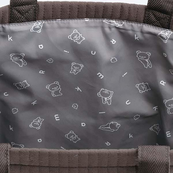Rilakkuma｜San-x Basic Rilakkuma Monochrome Quilted Mini Tote Bag With Plush Mascot Badge｜ 370×340×120mm approx.