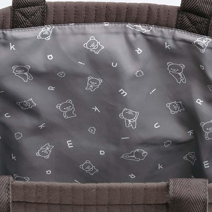 Rilakkuma｜San-x Basic Rilakkuma Monochrome Quilted Mini Tote Bag With Plush Mascot Badge｜ 370×340×120mm approx.