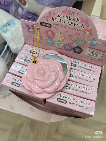 Sanrio三丽鸥｜ Secret Mini Mirror /Dolly Rose Blind Box多莉玫瑰限量系列迷你花朵形状滑盖镜子挂件盲盒/全8种/正反面都可爱｜1枚入