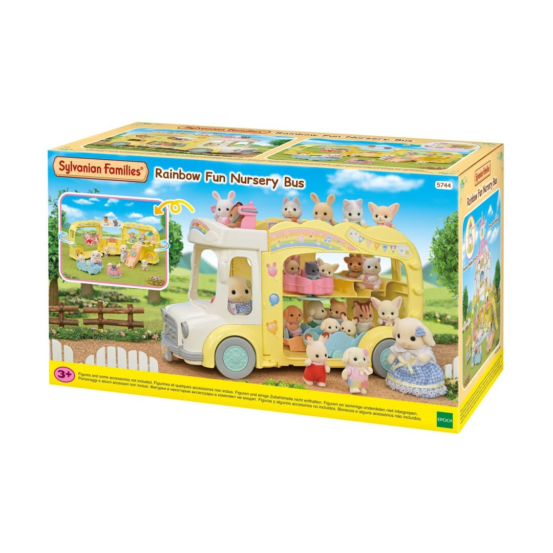 SylvanianFamilies森贝儿家族|Rainbow Fun Nursery Bus 彩虹校车套组/不含玩偶/套组/玩具/过家家5744