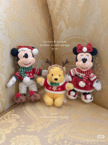 Disney迪士尼 ｜东迪2024Christmas冬日圣诞限定Pooh噗噗维尼红毛衣麋鹿角毛绒玩偶挂件/胸针/包挂