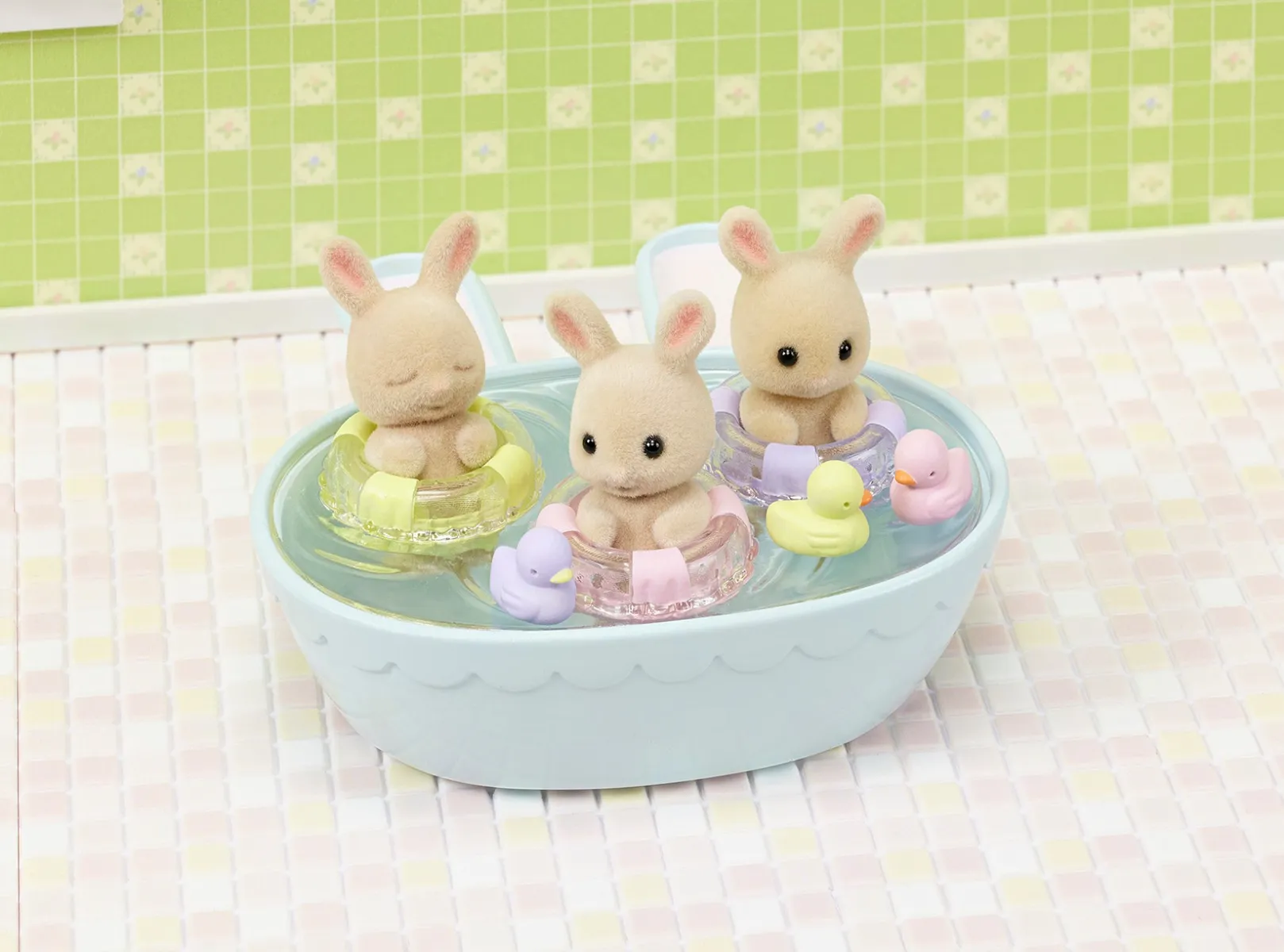 SylvanianFamilies｜Triplets Baby Bathtime Set-Milk Rabbit-5707
