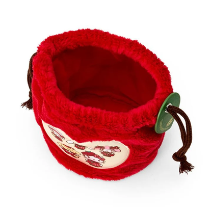Sanrio｜Autumn Apple Gingham Red Plush Drawstring Bag｜18×9.5×15cm approx.