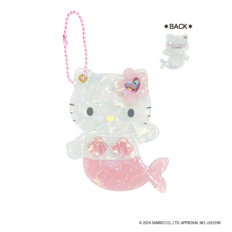 HelloKitty｜Mermaid  Shell Mirror Keychain/Keyring｜ H77 x W65 x D10cm approx.