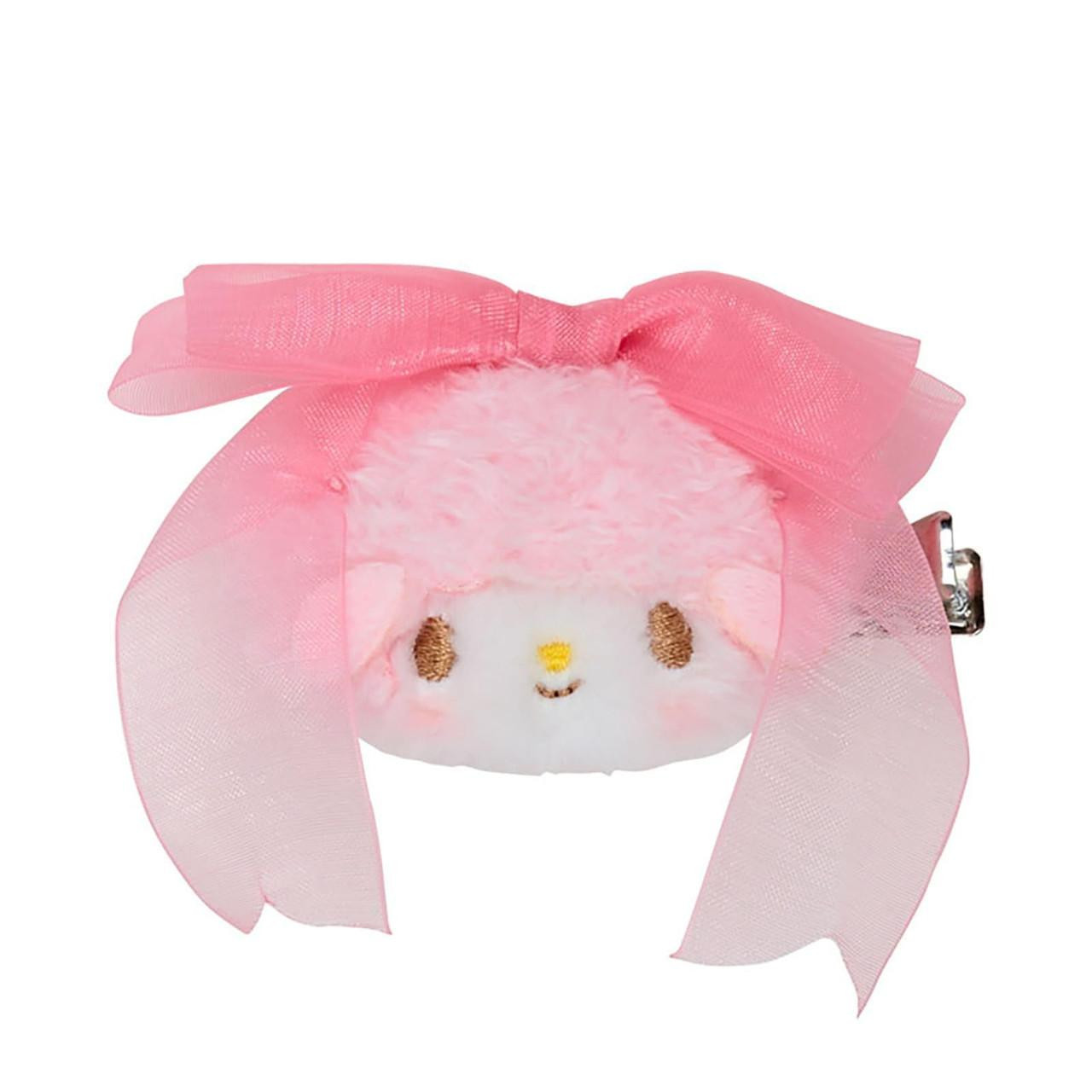 Sanrio｜My Melody Hair Clip Set  Princess Ribbon甜美美乐蒂50周年生日系列粉色脸型毛绒玩偶发夹/刘海夹1对｜约15.9 x 10.8 x 2.8cm