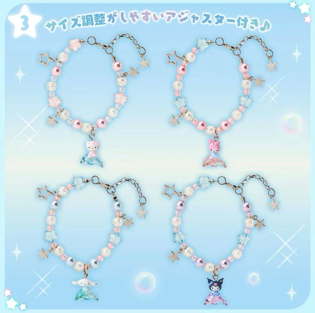 Sanrio｜Shiny Dolphin Characters Beaded Bracelet with Charm｜21×1cm approx.