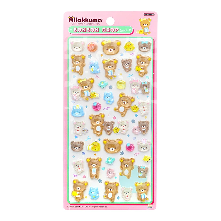 Rilakkuma｜Best Friends Bonbon Drop Seal 3D Sticker｜ 95×170×5mm approx.