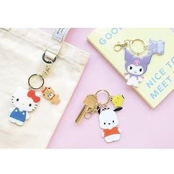 Sanrio｜Die-Cut Twin Keychain/Keyring｜1.3 x 7.9 x 8.7cm approx.