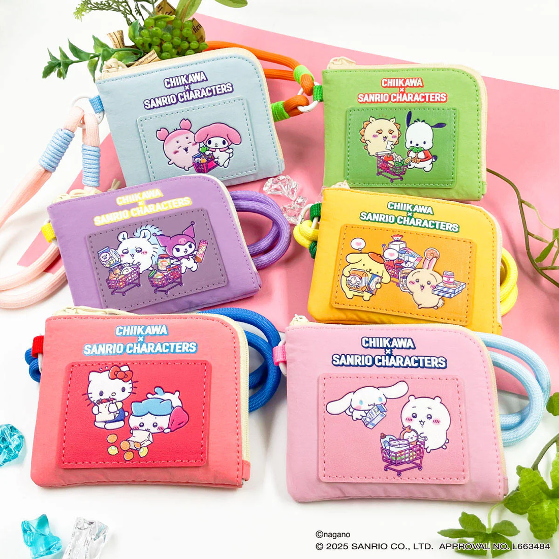 chiikawa｜Sanrio Characters Supermarket-themed Compact Wallet｜H90 x W120 x D20 mm approx.